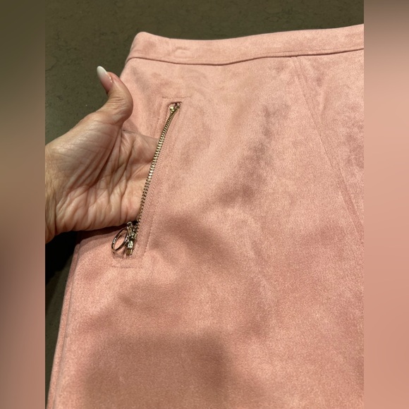 Pink Faux Suede Mini Skirt Sz: S - Picture 2 of 6